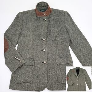 Ralph Lauren Herringbone Blazer Wool Pig Suede 8